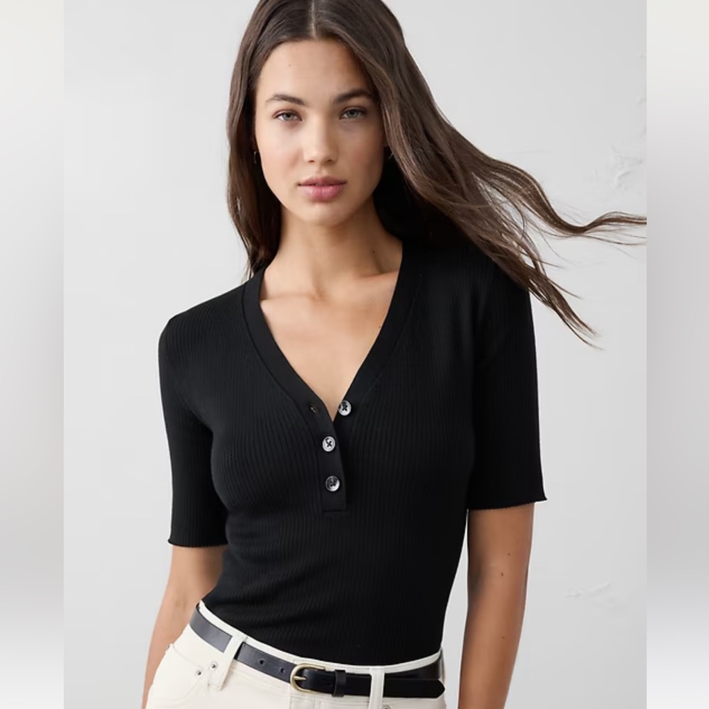 Banana Republic Factory RIBBED SWEATER HENLEY SIZE M